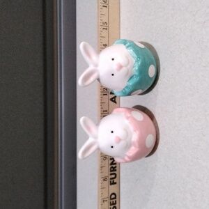 Ceramic Bunny Salt And Pepper Shakers - Pink and Blue
